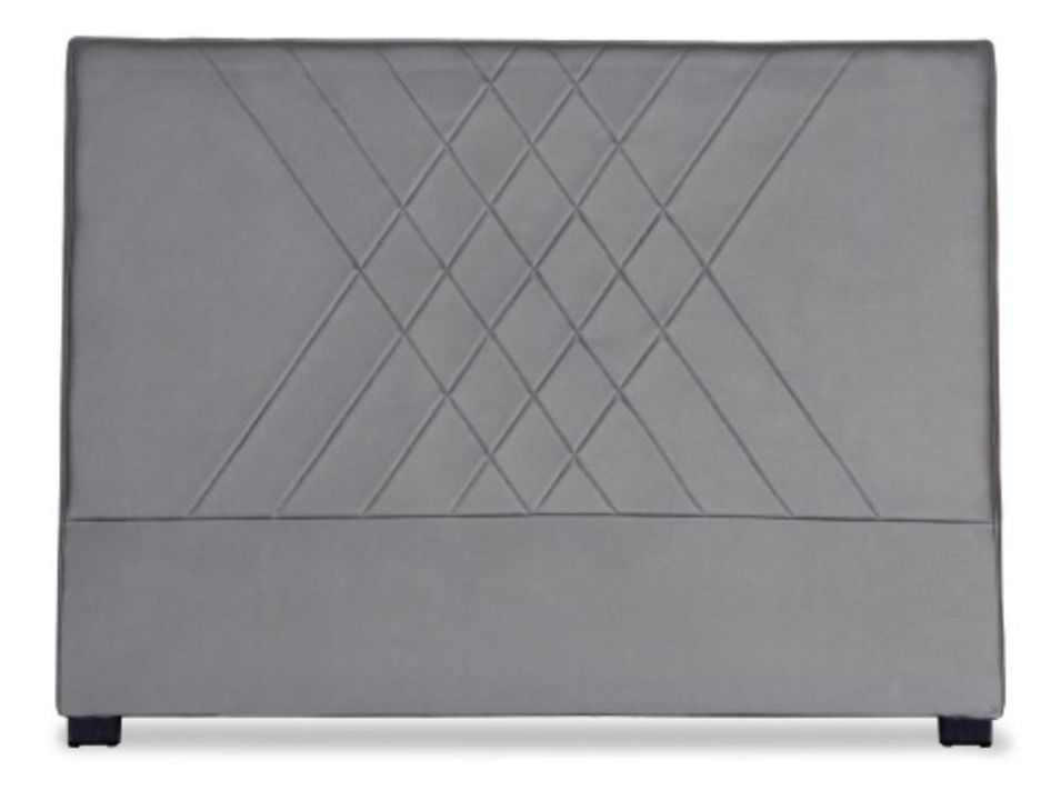 Tête de lit simili gris coutures en diagonale Madie 140 - Photo n°1