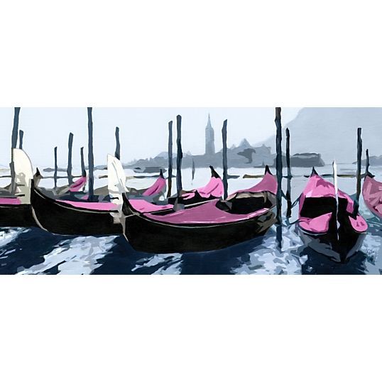 Tête de lit Tissu Gondoles à Venise Rose L 160 x H 70 cm - Photo n°1