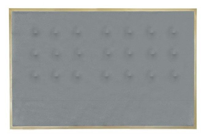 Tête de lit tissu gris clair et métal doré Reine 160 cm - Photo n°1