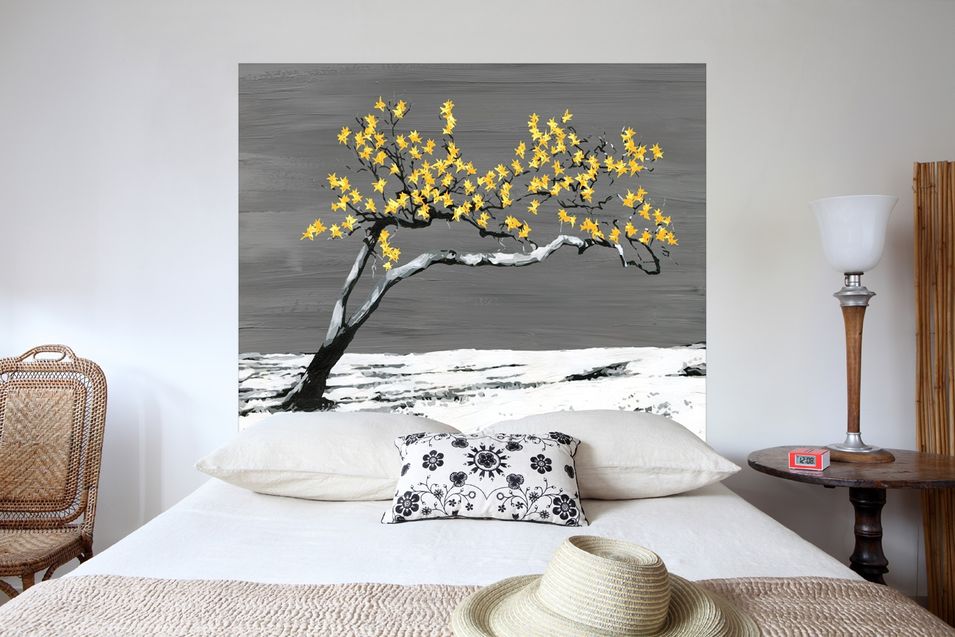 Tête de lit Tissu Renaissance Jaune - Photo n°1