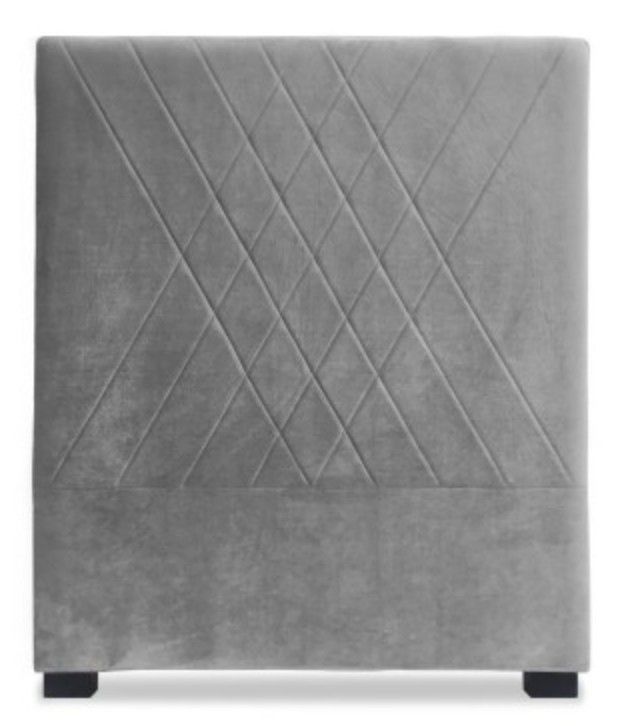 Tête de lit velours argent coutures en diagonale 90 - Photo n°1