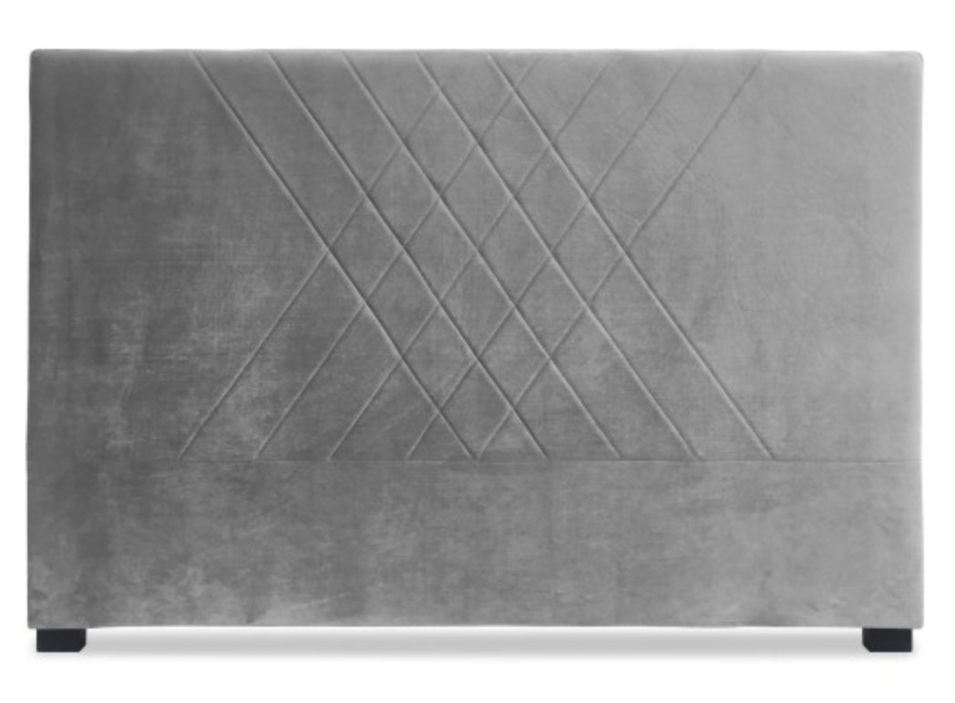 Tête de lit velours argent coutures en diagonale Madie 160 - Photo n°1