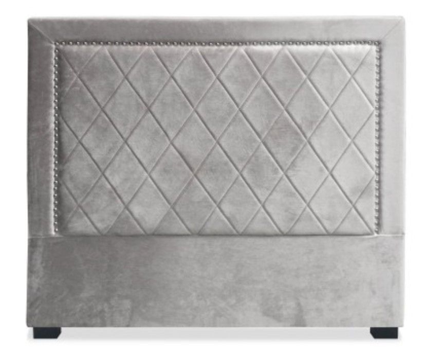 Tête de lit velours argent Mathy 140 - Photo n°1