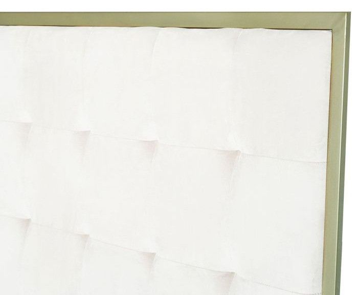 Tête de lit velours blanc et métal doré Reine 160 cm - Photo n°2