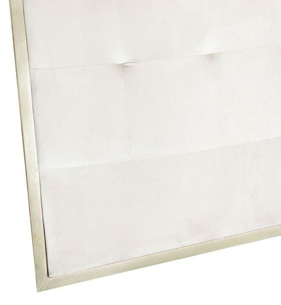 Tête de lit velours blanc et métal doré Reine 160 cm - Photo n°4