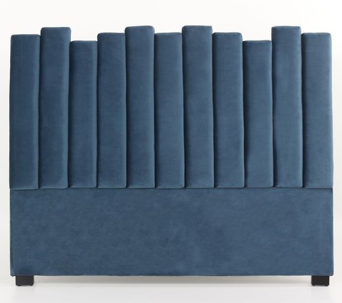 Tête de lit velours bleu Avenel 160 cm - Photo n°1