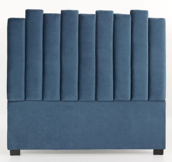 Tête de lit velours bleu Avenel 140 cm - Photo n°1