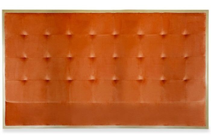 Tête de lit velours orange et métal doré Reine 180 cm - Photo n°1