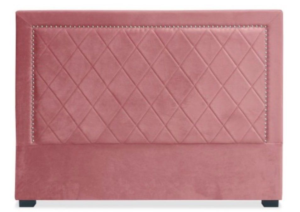 Tête de lit velours rose Mathy 160 - Photo n°1