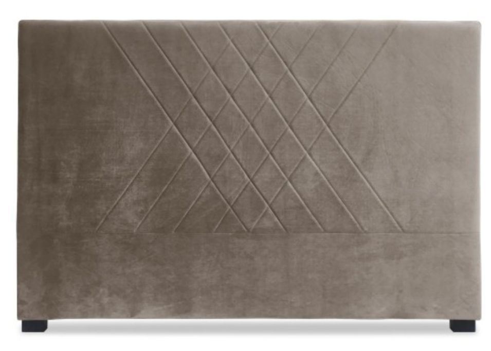Tête de lit velours taupe coutures en diagonale Madie 160 - Photo n°1