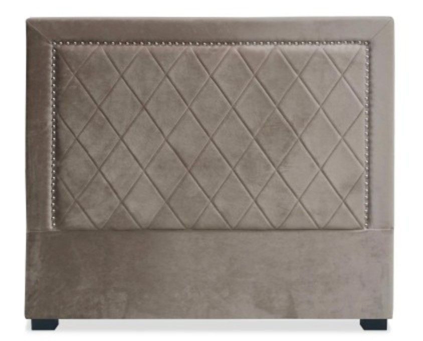 Tête de lit velours taupe Mathy 140 - Photo n°1