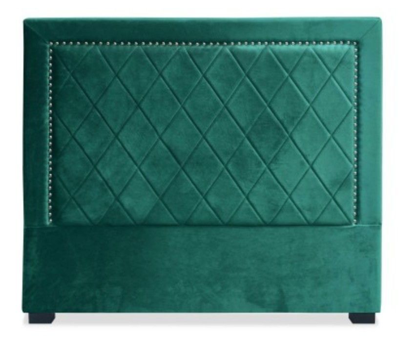 Tête de lit velours vert Mathy 140 - Photo n°1