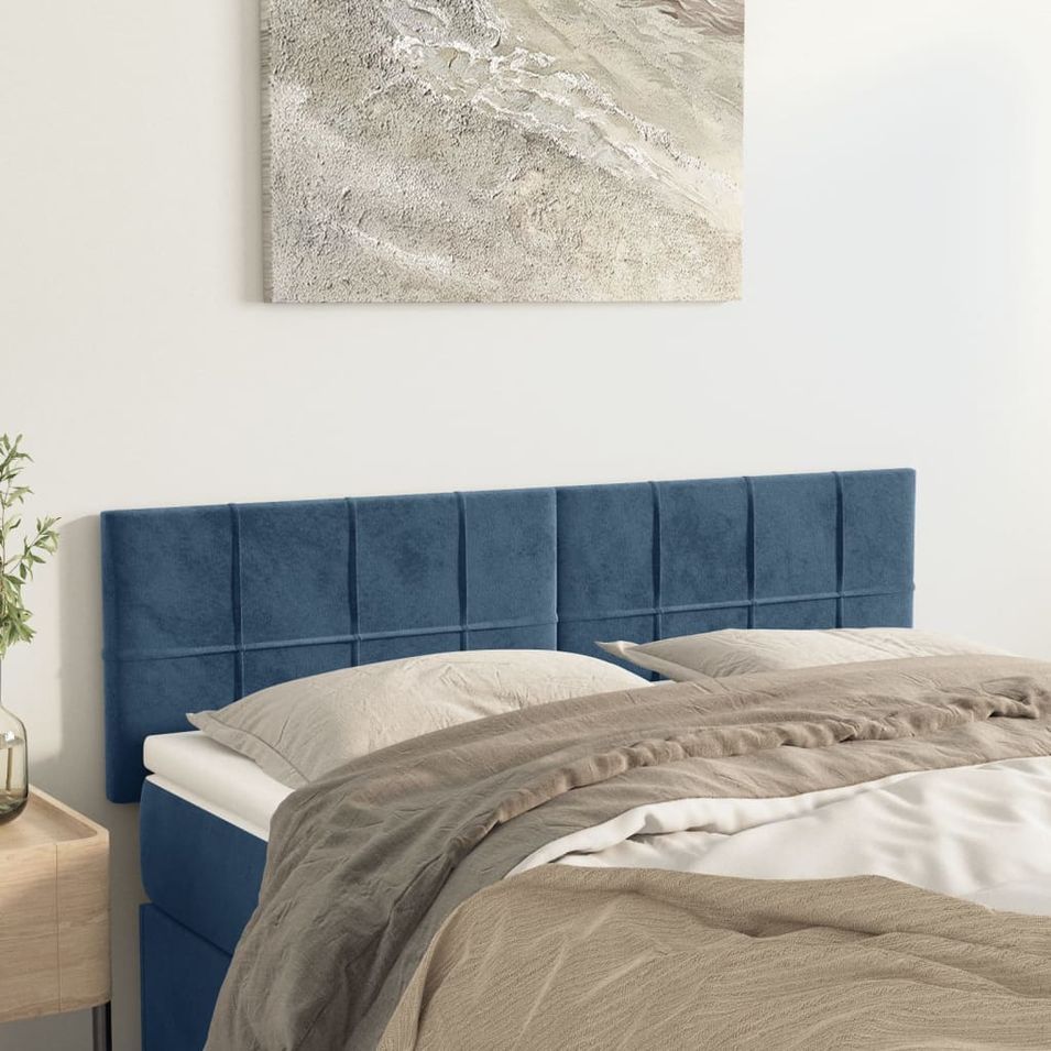 Têtes de lit 2 pcs Bleu foncé 72x5x78/88 cm Velours - Photo n°1