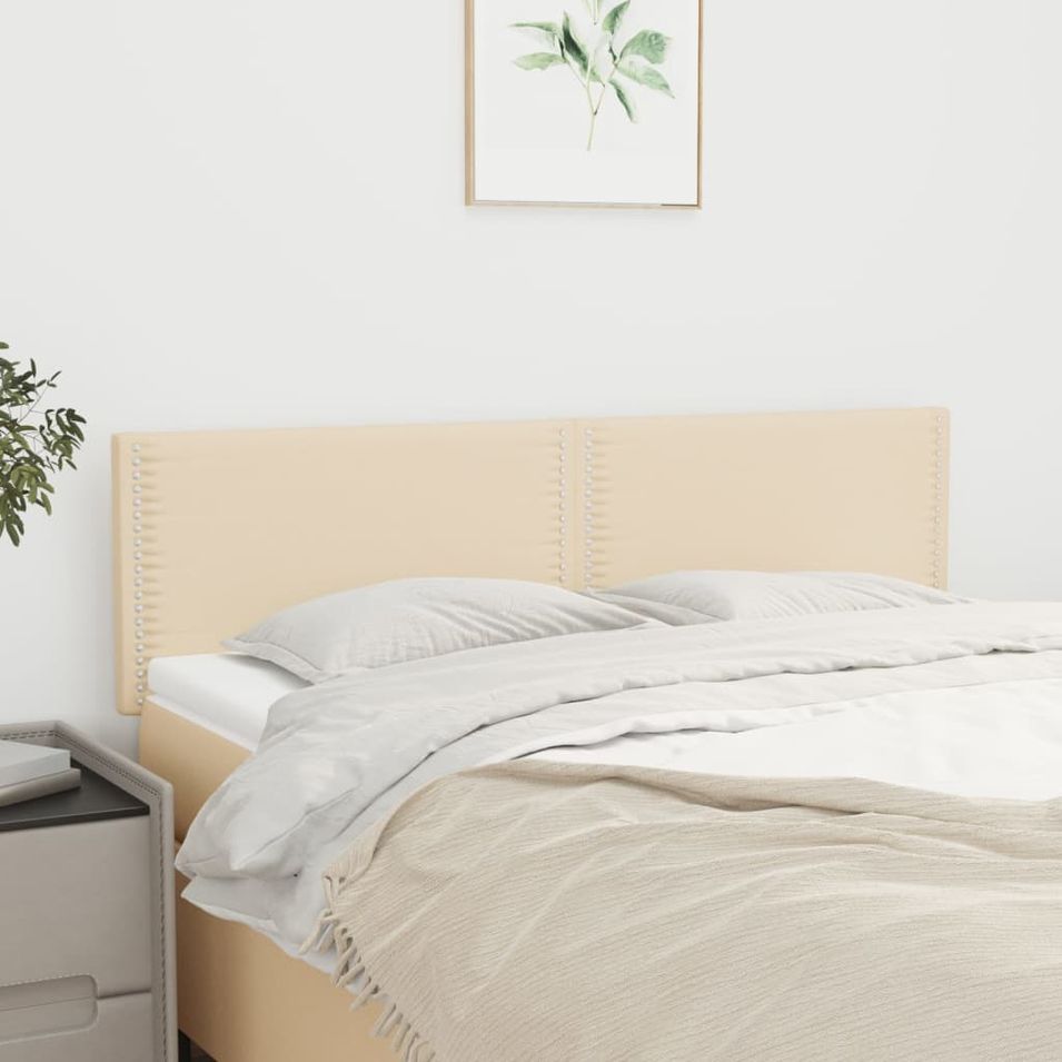 Têtes de lit 2 pcs Crème 72x5x78/88 cm Tissu - Photo n°1