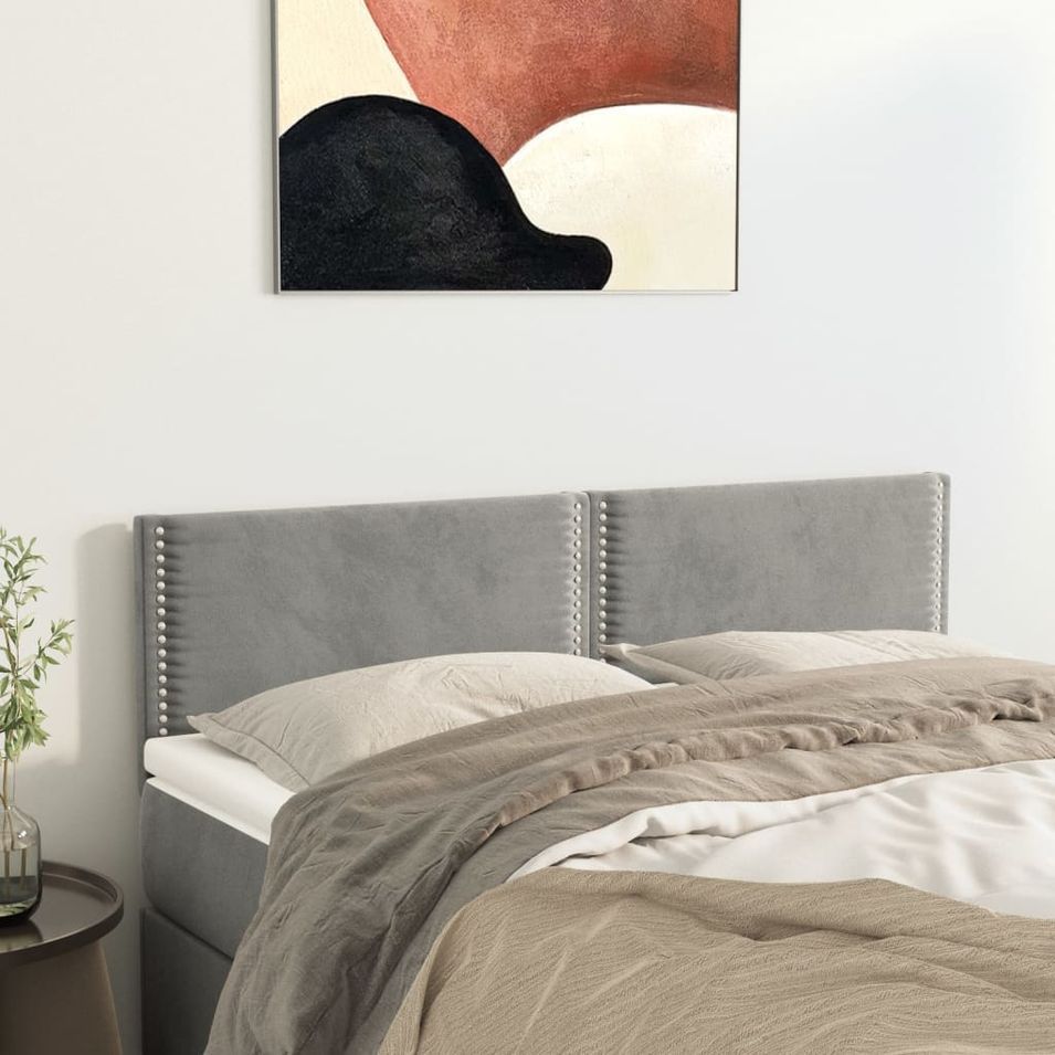 Têtes de lit 2 pcs Gris clair 72x5x78/88 cm Velours - Photo n°1