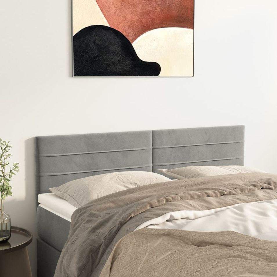 Têtes de lit 2 pcs Gris clair 72x5x78/88 cm Velours - Photo n°1