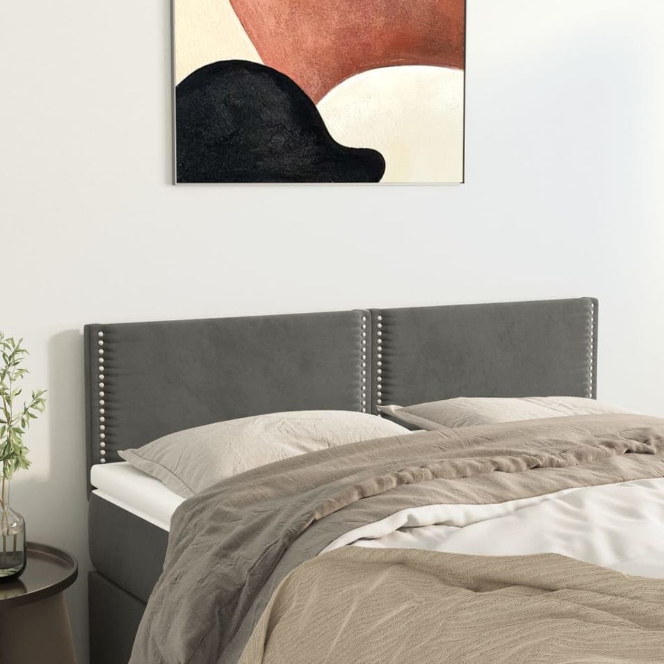 Têtes de lit 2 pcs Gris foncé 72x5x78/88 cm Velours - Photo n°1