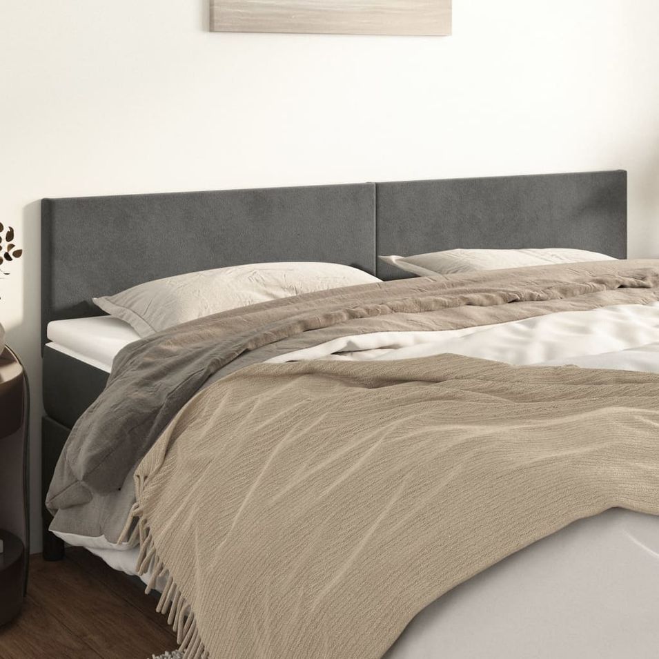 Têtes de lit 2 pcs gris foncé 80x5x78/88 cm velours - Photo n°1