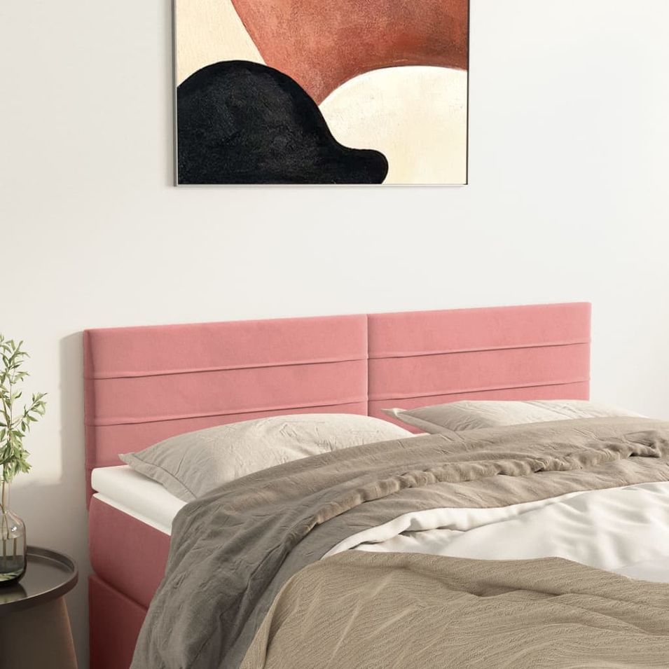 Têtes de lit 2 pcs Rose 72x5x78/88 cm Velours - Photo n°1
