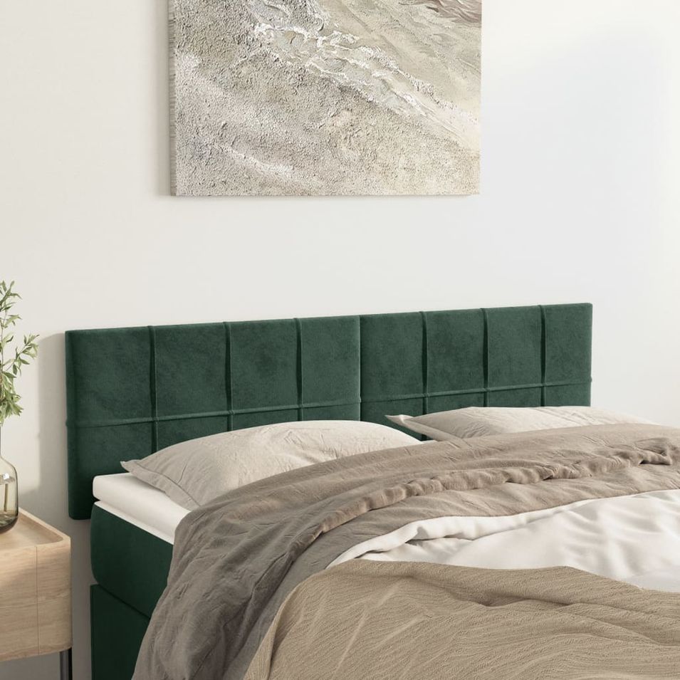 Têtes de lit 2 pcs Vert foncé 72x5x78/88 cm Velours - Photo n°1