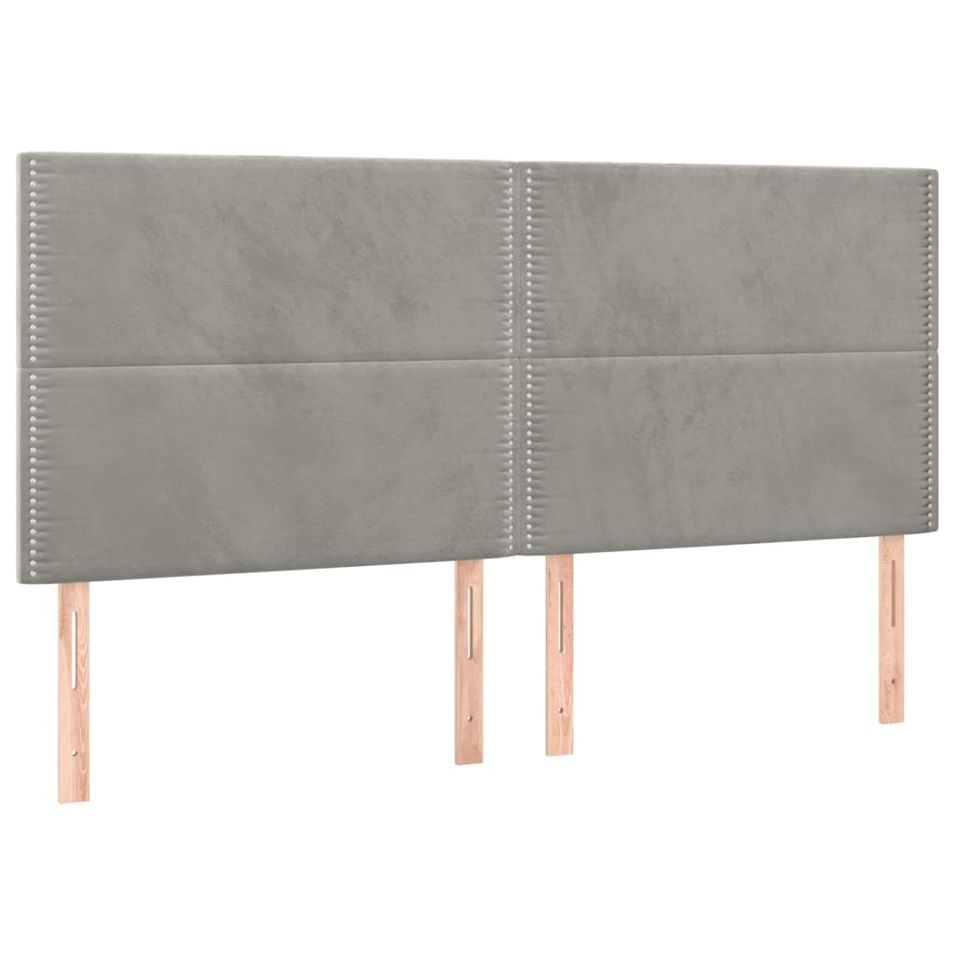 Têtes de lit 4 pcs Gris clair 100x5x78/88 cm Velours - Photo n°1