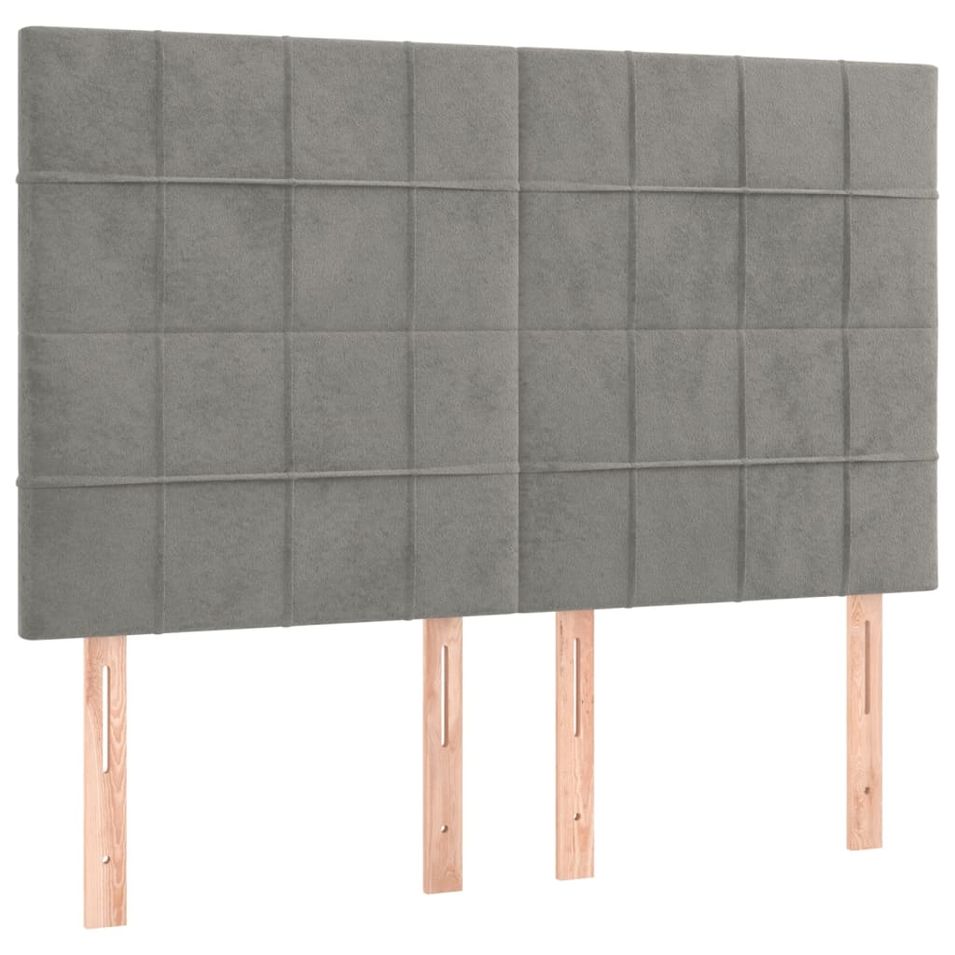 Têtes de lit 4 pcs Gris clair 72x5x78/88 cm Velours - Photo n°1