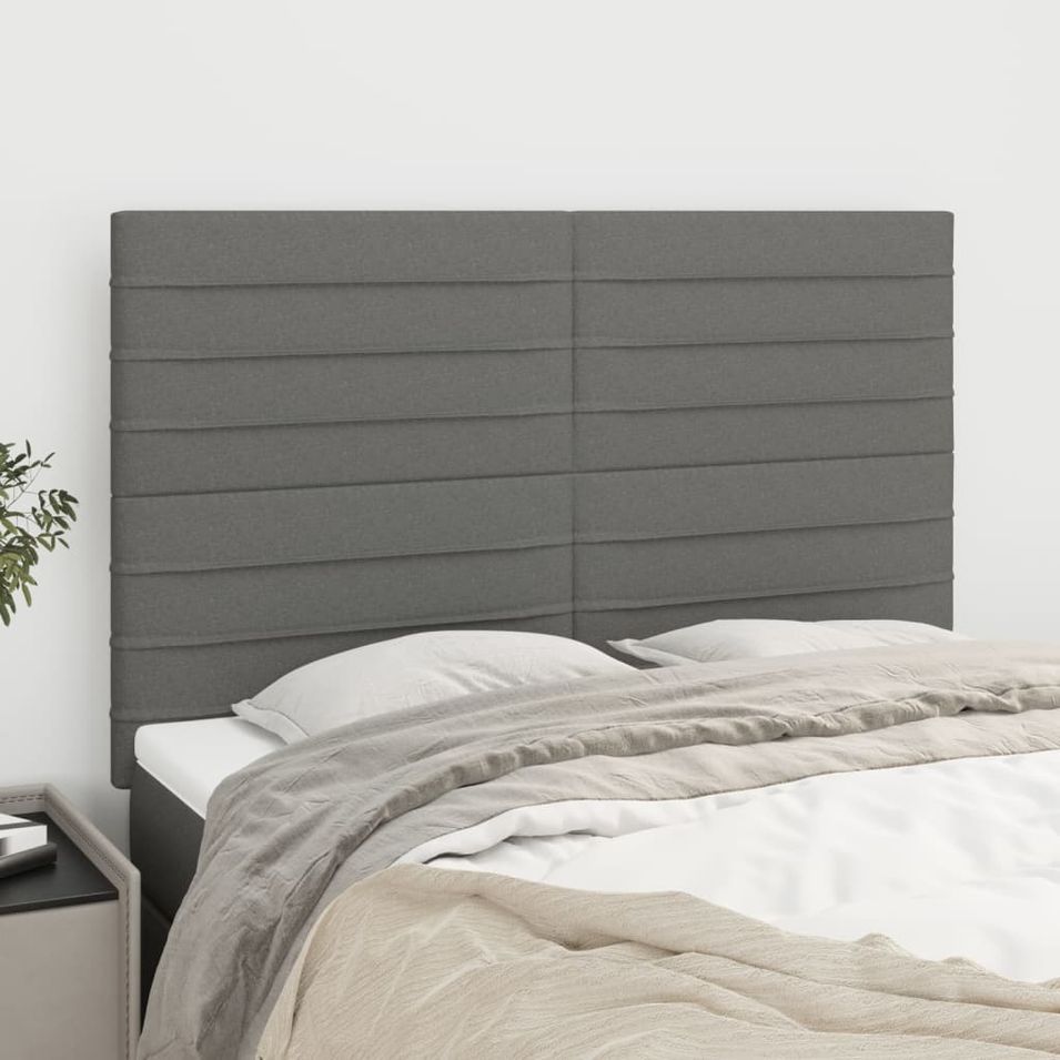 Têtes de lit 4 pcs Gris foncé 72x5x78/88 cm Tissu - Photo n°1