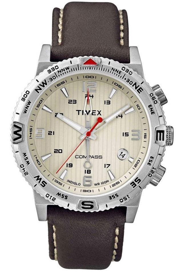 Timex Intelligent Quartz Compass Ss Case. Lather Strap. Date. 42mm Wr 100mt T2P287 - Photo n°1