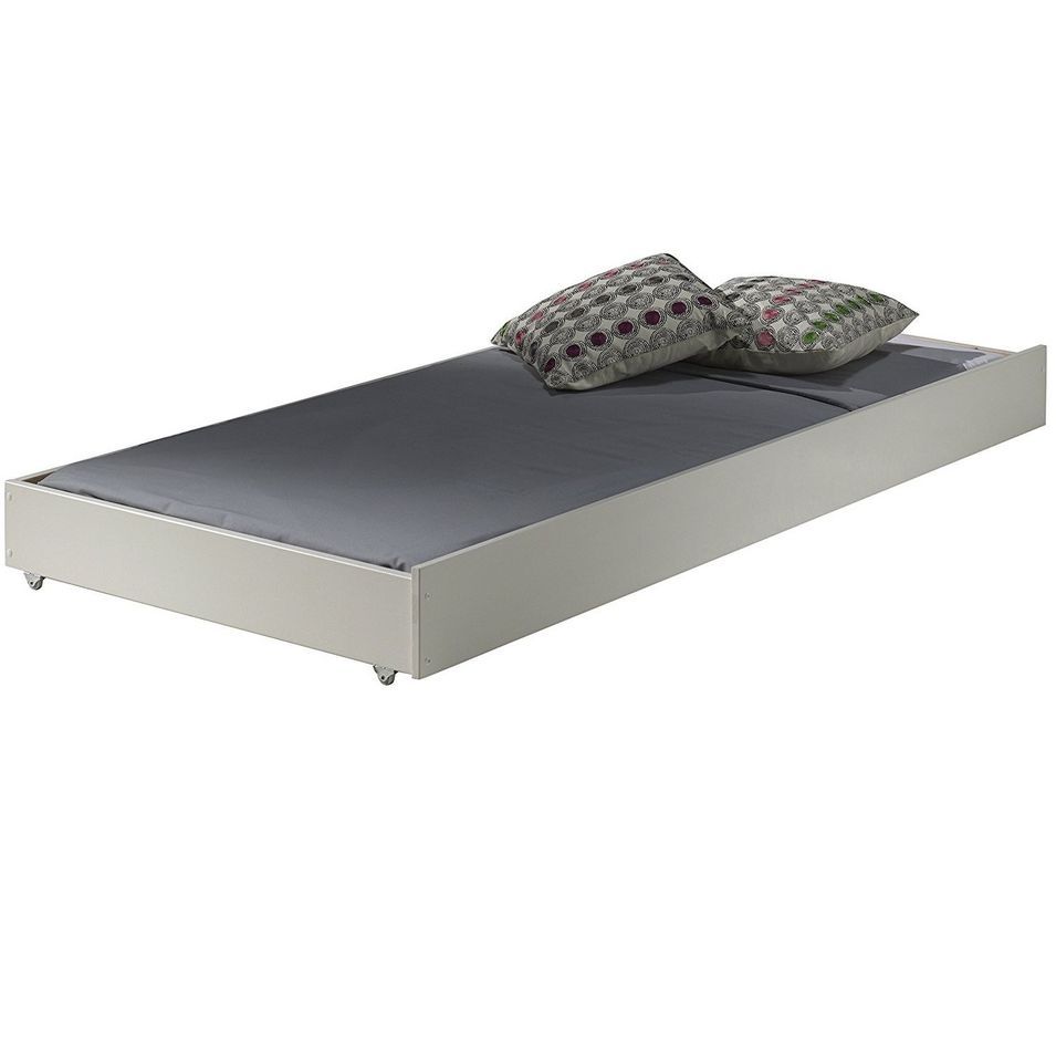 Tiroir de lit 90x195 cm pin massif blanc Pino - Photo n°1