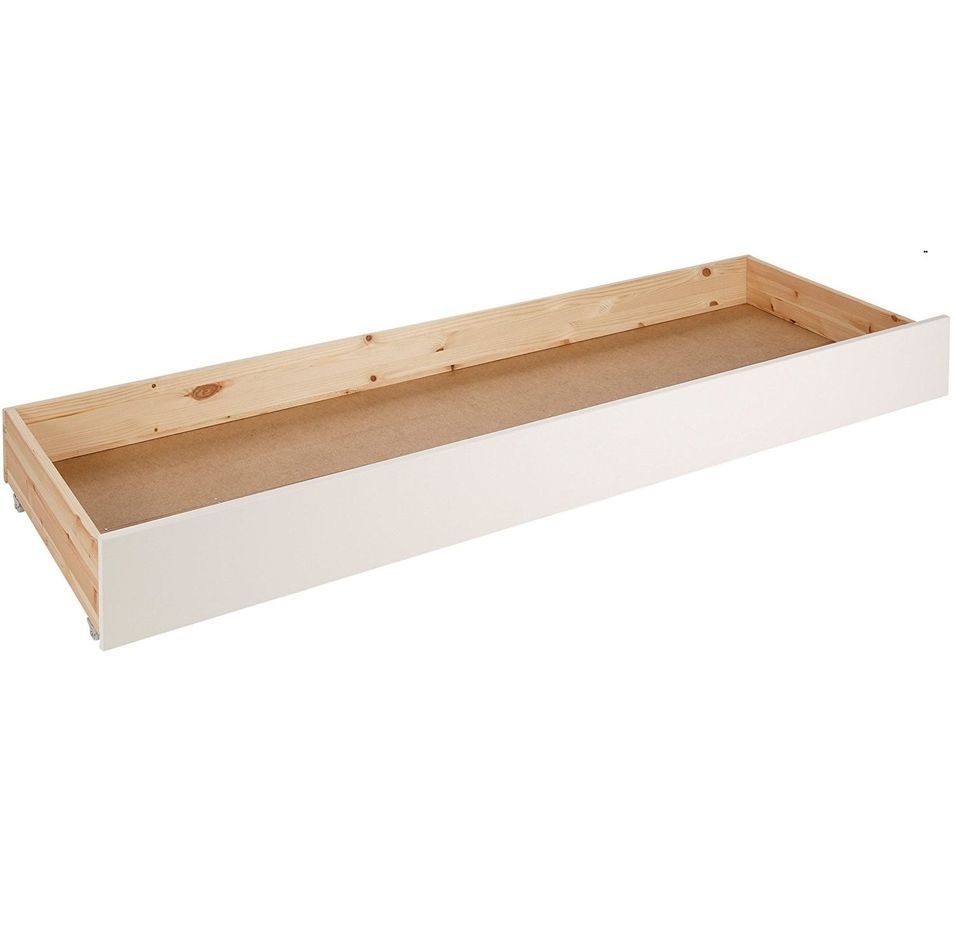 Tiroir de lit banquette extensible pin massif blanc Pino - Photo n°1