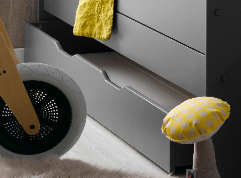 Tiroir de lit enfant évolutif bois anthracite Féroé - Photo n°1