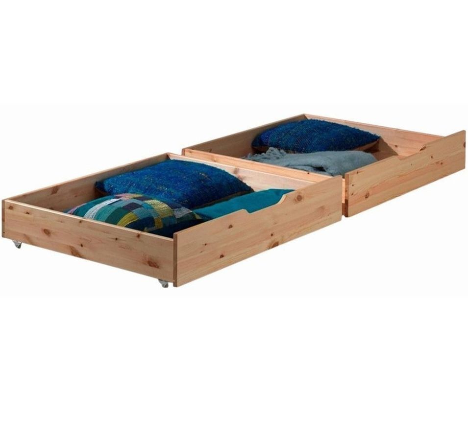 Tiroir de lit pin massif clair Pino - Lot de 2 - Photo n°1