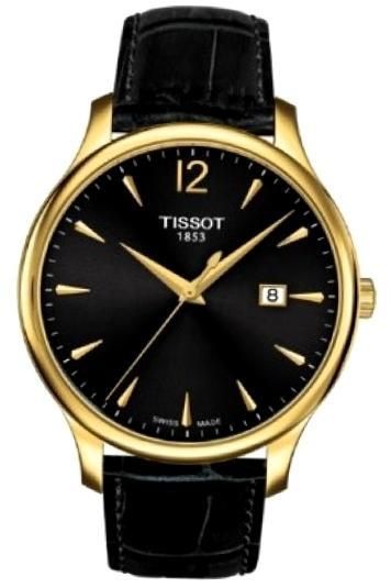 Tissot Chemin Tour Tradition - Gent - Gold Pvd - Gent - Leather Strap- Black Dial - Data - Swiss Made Ourtradition T0636103605700 - Photo n°1