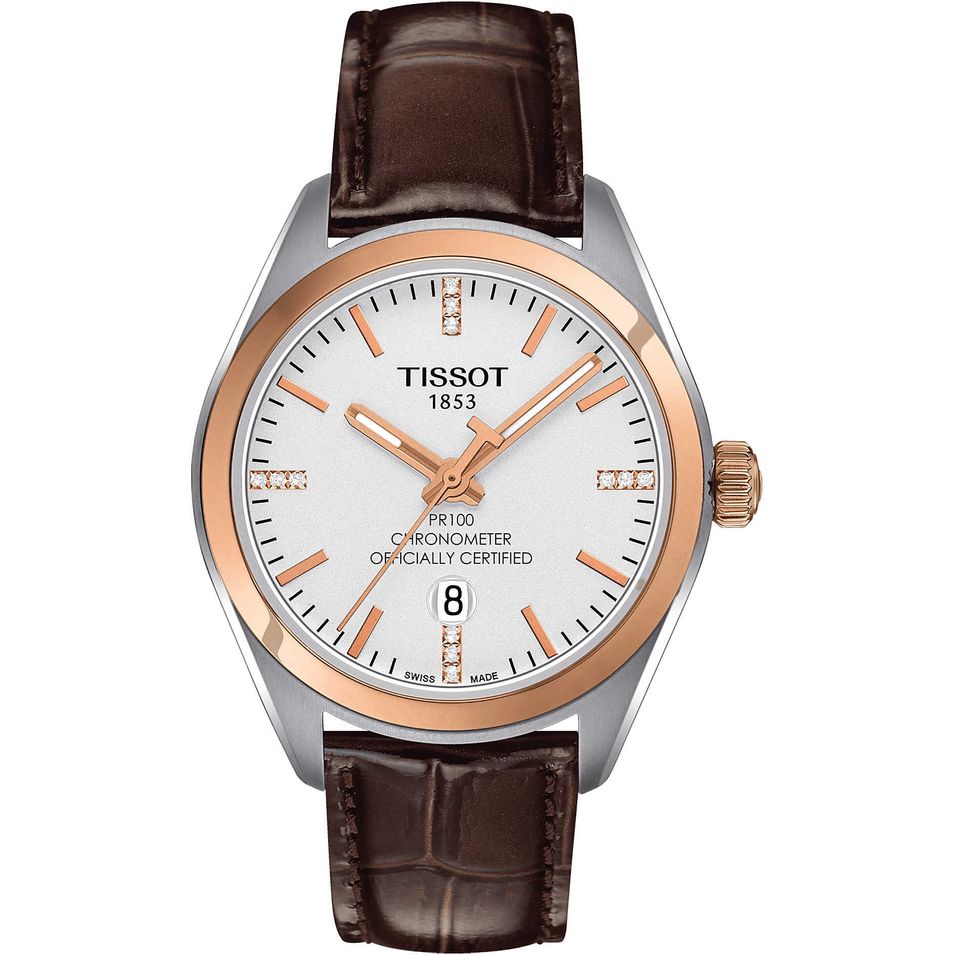 Tissot Pr 100 Chronometer Official Certified Cosc (contrôle Officiel Suisse Des Chronomètres) - Certified Diamonds Indexes T1012512603600 - Photo n°1