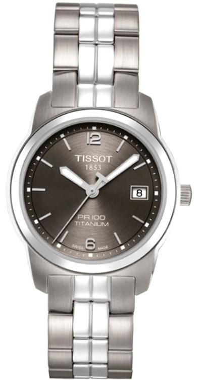 Tissot T-classic - Pr100 - Titanium- Lady - Quartz - Titanium Bracelet - Antrachite Dial - Data- Arabic Index - Swiss Made T0493104406700_ - Photo n°1