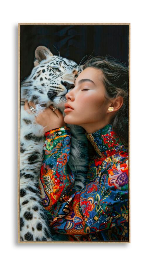 Toile laquée moira avec cadre -a- 52 x 4 x 102 cm - Photo n°1