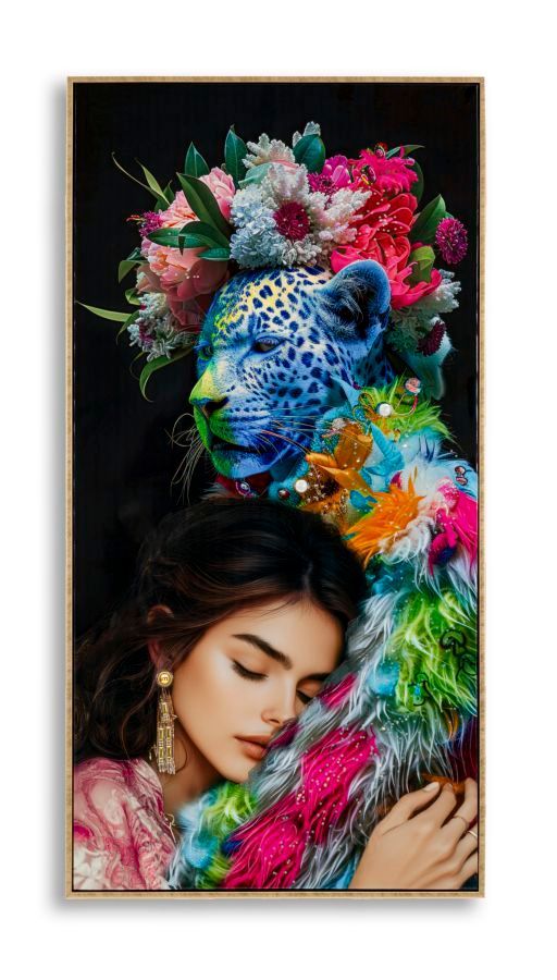 Toile laquée moira avec cadre -b- 52 x 4 x 102 cm - Photo n°1