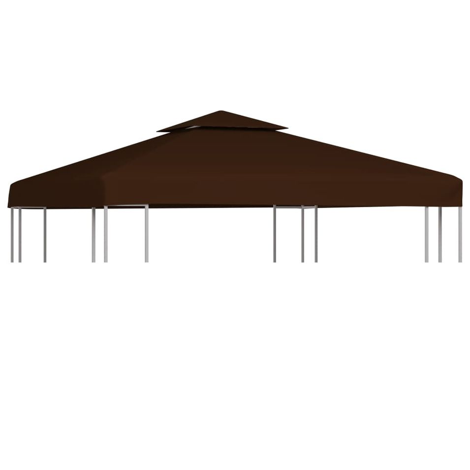 Toile supérieure double de belvédère 310 g/m² 3x3 m Marron - Photo n°1