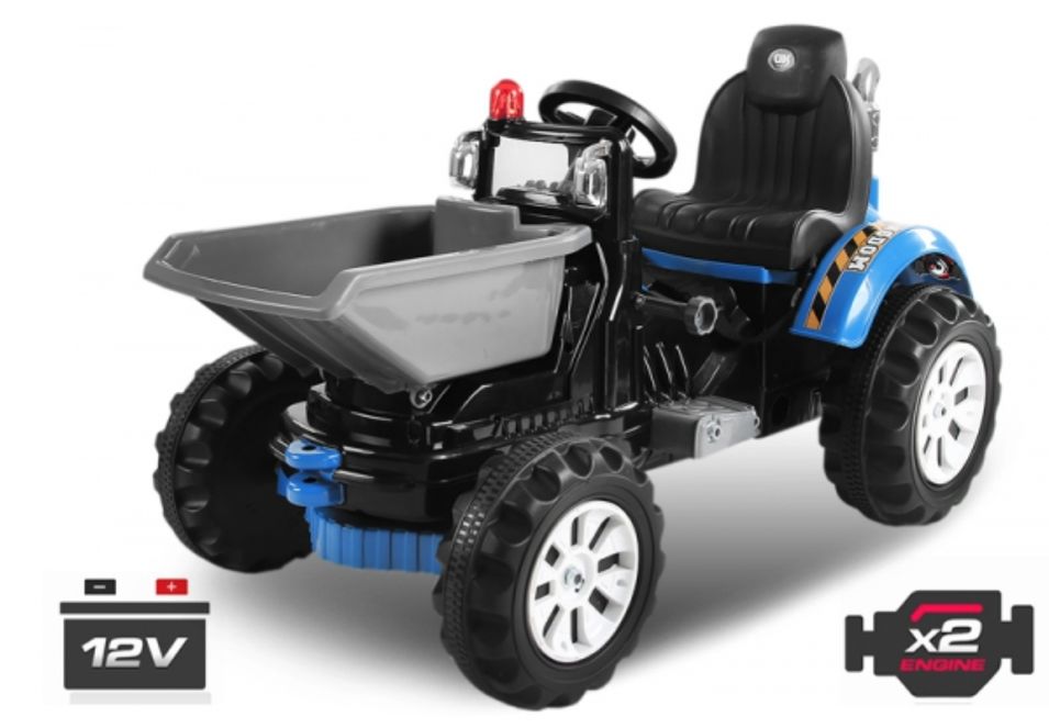 Tracteur électrique Bleu avec godet 2 x 30W - Photo n°1