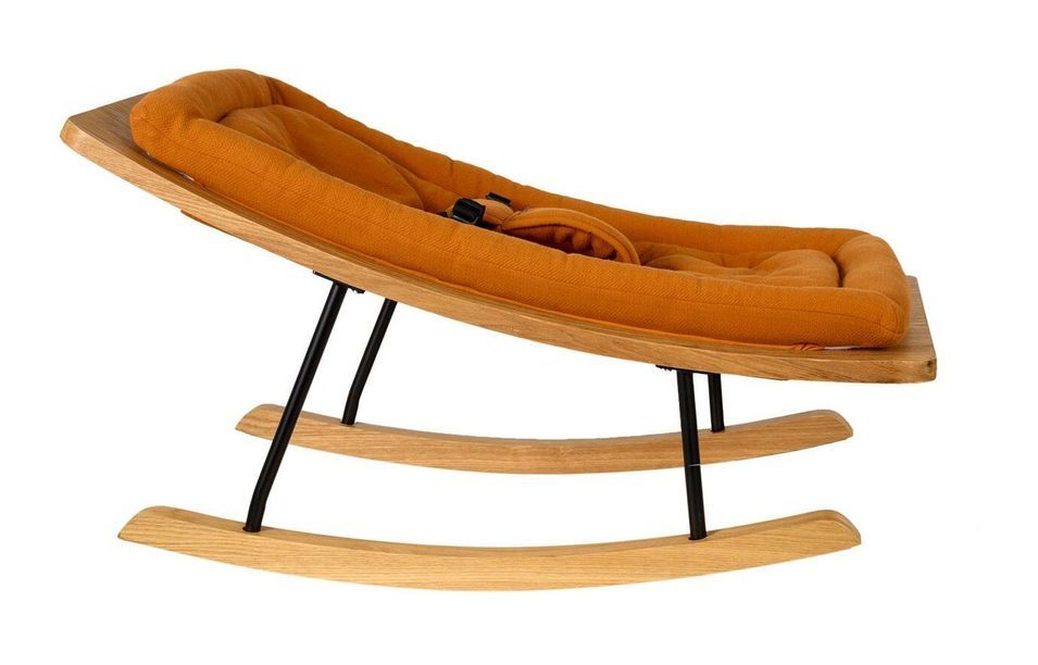 Transat bébé coussin marron et frêne massif clair Caline - Photo n°1