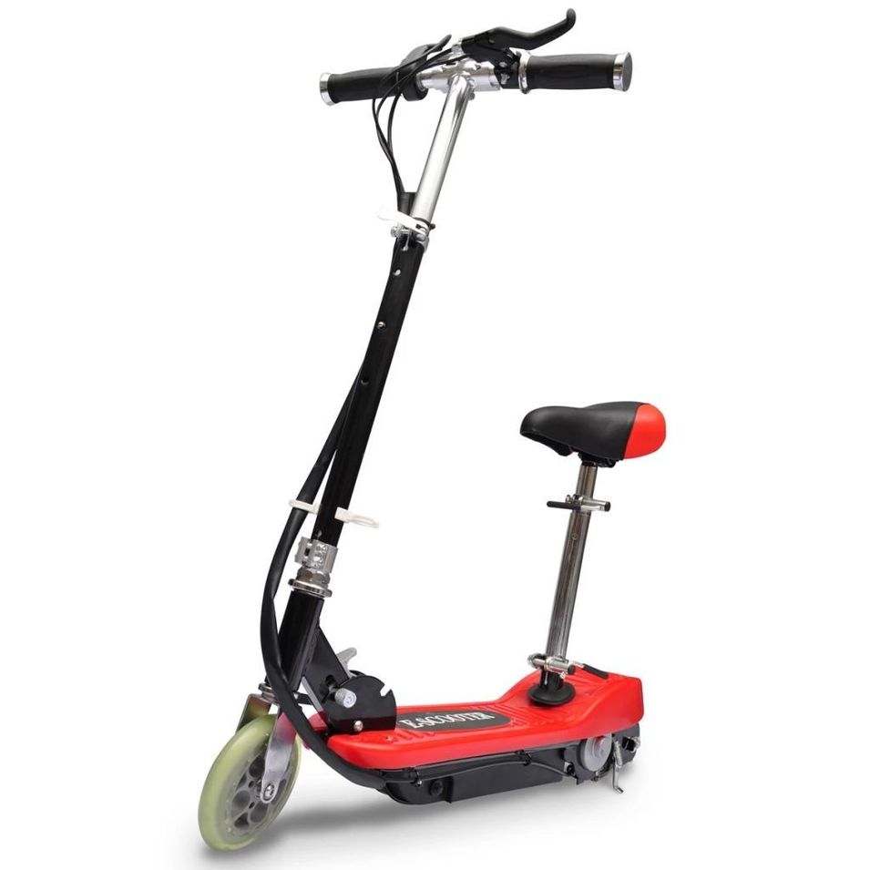 Trottinette électrique enfant avec siège rouge et noir 120W - Photo n°1