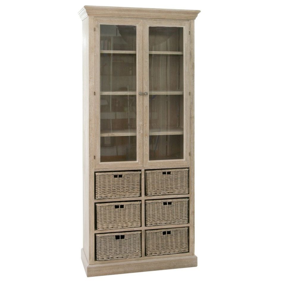 Vaisselier 2 portes 6 compartiments bois massif Kimen L 85 cm - Photo n°1