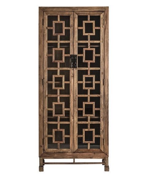 Vaisselier 2 portes bois de Pin massif recyclé naturel vieilli Loza 91 cm - Photo n°1
