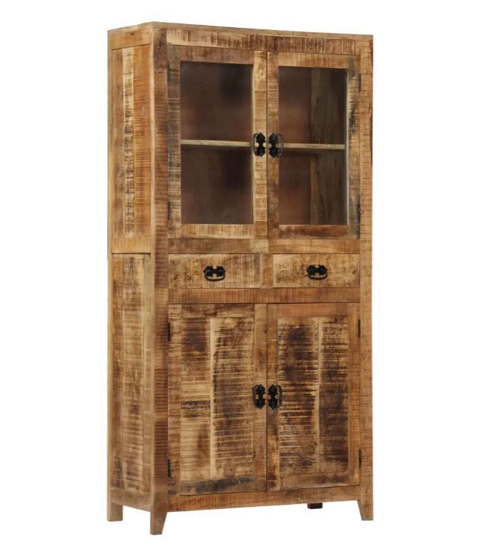 Vaisselier 4 portes 2 tiroirs manguier massif clair Bill - Photo n°1