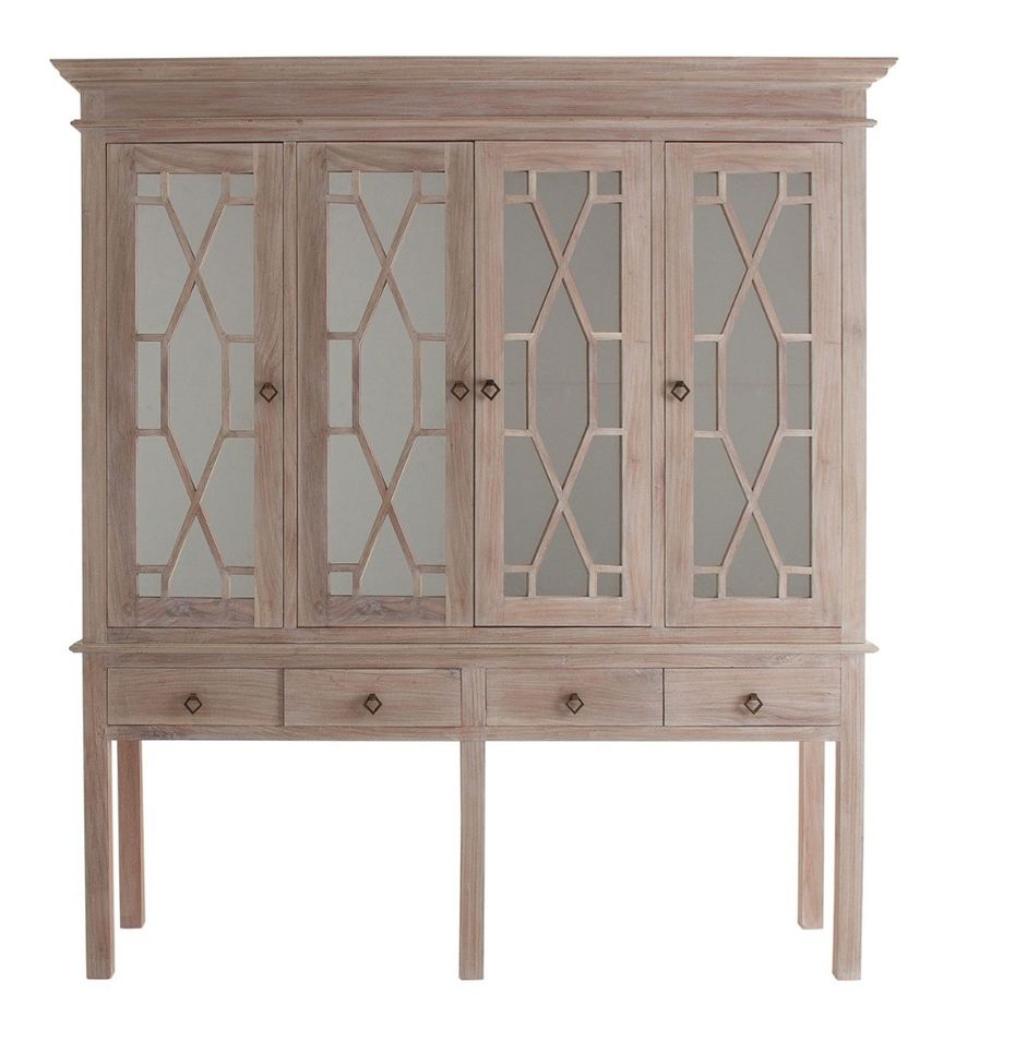 Vaisselier 4 portes 4 tiroirs mindi massif clair Wonel - Photo n°1