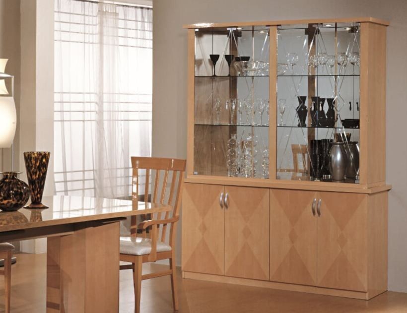 Vaisselier 4 portes bois clair laqué Nael - Photo n°1