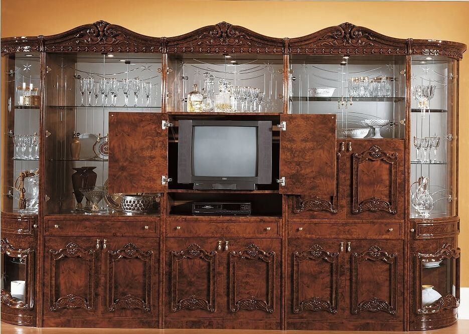 Vaisselier 5 pièces bois marbré foncé laqué Mercy 2 - Photo n°1