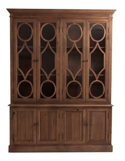 Vaisselier 8 portes pin massif recyclé foncé Kinza - Photo n°1