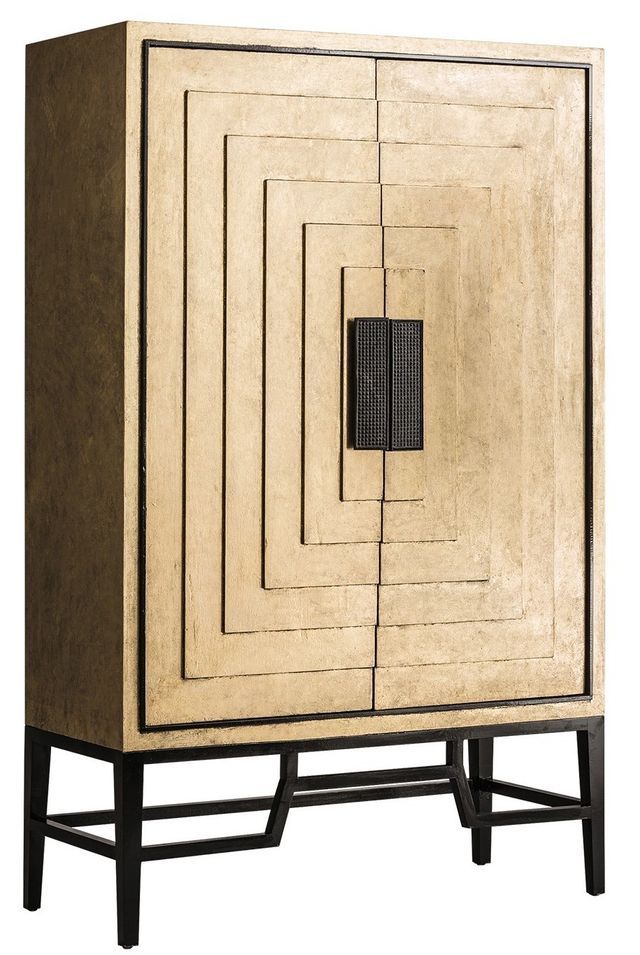 Vaisselier art déco bois de mindi doré et noir Filipa - Photo n°1