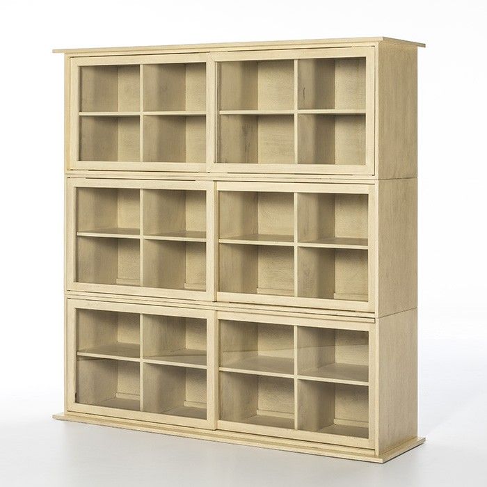 Vaisselier/Bibliothèque verre et bois massif peint en blanc Tiera - Photo n°1